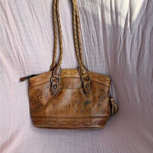 Patricia Nash Tan Leather Shoulder Bag